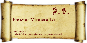 Hauzer Vincencia névjegykártya